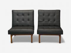  Thayer Coggin Thayer Coggin Danish Modern Style Tufted Black Leather Lounge Chairs 21st C  - 4017045