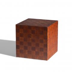  Thayer Coggin Thayer Coggin Style Mid Century Walnut Parquet Cube End Table - 4448857