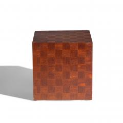  Thayer Coggin Thayer Coggin Style Mid Century Walnut Parquet Cube End Table - 4448859