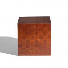  Thayer Coggin Thayer Coggin Style Mid Century Walnut Parquet Cube End Table - 4448861