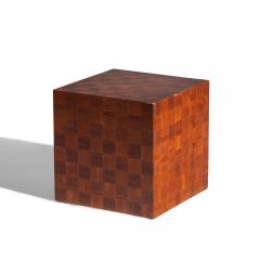  Thayer Coggin Thayer Coggin Style Mid Century Walnut Parquet Cube End Tables Pair - 4448844
