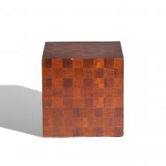  Thayer Coggin Thayer Coggin Style Mid Century Walnut Parquet Cube End Tables Pair - 4448845