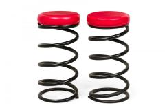  The Helix Company Set of 4 Helix Company Spring Black Metal Red Vinyl Upholstered Barstools - 4274879