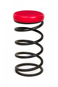  The Helix Company Set of 4 Helix Company Spring Black Metal Red Vinyl Upholstered Barstools - 4274880