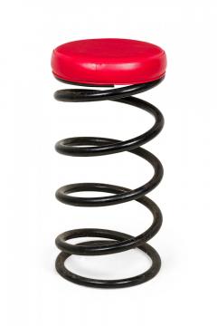  The Helix Company Set of 4 Helix Company Spring Black Metal Red Vinyl Upholstered Barstools - 4274882