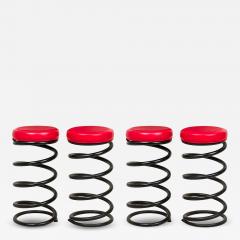  The Helix Company Set of 4 Helix Company Spring Black Metal Red Vinyl Upholstered Barstools - 4307270