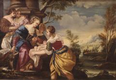  The Holy Bible Biblical Religious painting from the 18th century Moses saved from the waters - 3934470