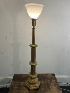  The Marbro Lamp Company ITALIAN MID CENTURY AVOCADO GREEN AND GOLD WOOD LAMPS BY MARBRO - 3636331