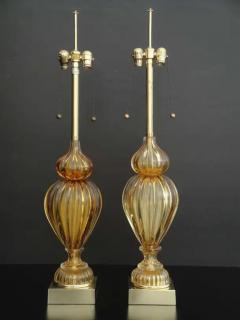  The Marbro Lamp Company Pair of Golden Amber Murano Lamps by Marbro - 3349347