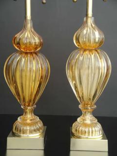  The Marbro Lamp Company Pair of Golden Amber Murano Lamps by Marbro - 3349348