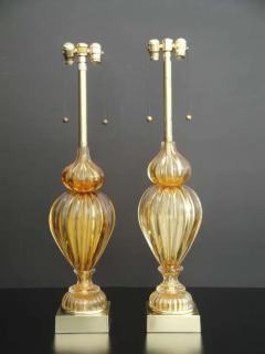  The Marbro Lamp Company Pair of Golden Amber Murano Lamps by Marbro - 3349349