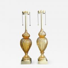  The Marbro Lamp Company Pair of Golden Amber Murano Lamps by Marbro - 3350162