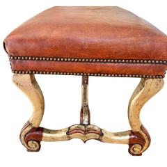  Therien Studio Workshops Therien Workshops for Dessin Fournir Leather Upholstered Carved Italian Bench - 4271752