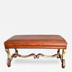  Therien Studio Workshops Therien Workshops for Dessin Fournir Leather Upholstered Carved Italian Bench - 4277201
