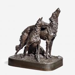 Thi baut Fr res French Bronze Group of Two Wolfhounds by Mathilde Thomas soyer 1858 1940  - 4317745