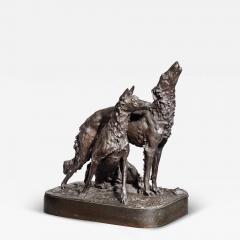  Thi baut Fr res French Bronze Group of Two Wolfhounds by Mathilde Thomas soyer 1858 1940  - 4318819
