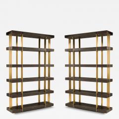  Thomas Bina Ed Robinson Pair of Thomas Bina Ed Robinson for RH Oveido Oak Verrazano Shelving Units - 4164621