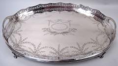  Thomas Bradbury Sons Ltd Large English Edwardian Regency Sterling Silver Gallery Tea Tray 1909 - 4543004