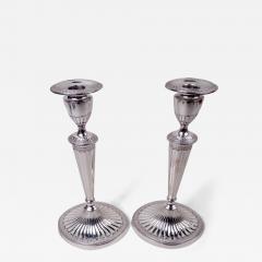  Thomas Bradbury Sons Ltd Pair of Antique English Neoclassical Sterling Silver Candlesticks 1927 - 4534112