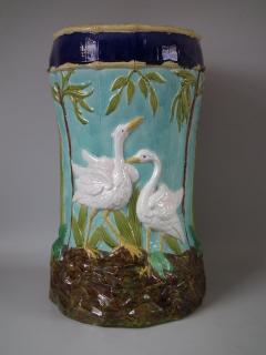  Thomas Forester Sons Forester Majolica Stork and Bamboo Garden Seat - 1745162