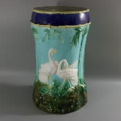  Thomas Forester Sons Forester Majolica Stork and Bamboo Garden Seat - 3212260