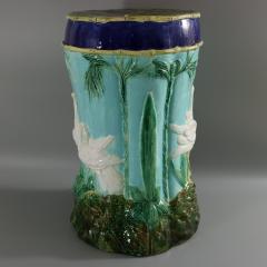  Thomas Forester Sons Forester Majolica Stork and Bamboo Garden Seat - 3212261