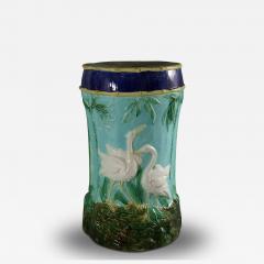 Thomas Forester Sons Forester Majolica Stork and Bamboo Garden Seat - 3214608