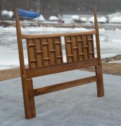  Thomasville Furniture Rare Thomasville Carved Walnut Cane Queen Size Headboard Dated 1966 - 4033221