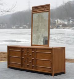 Thomasville Furniture Rare Thomasville Carved Walnut Long Dresser Mirror 9 Drawer Dated 1966 - 4033261