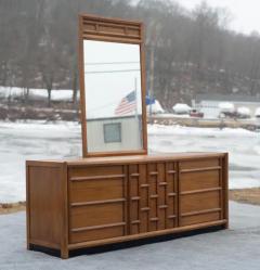  Thomasville Furniture Rare Thomasville Carved Walnut Long Dresser Mirror 9 Drawer Dated 1966 - 4033263