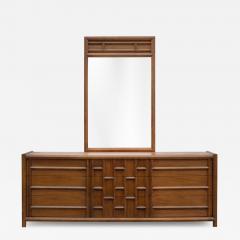  Thomasville Furniture Rare Thomasville Carved Walnut Long Dresser Mirror 9 Drawer Dated 1966 - 4034131
