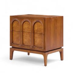  Thomasville Furniture Thomasville Mid Century Arched Walnut and Burlwood Nightstands Pair - 4266374