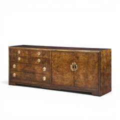  Thomasville Furniture Thomasville Mid Century Burlwood and Brass Credenza - 4704549