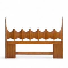  Thomasville Furniture Thomasville Mid Century Sculpted Walnut and Brass King Headboard - 4267468