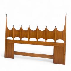  Thomasville Furniture Thomasville Mid Century Sculpted Walnut and Brass King Headboard - 4267469