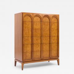  Thomasville Furniture Thomasville Mid Century Sculptural Arched Walnut and Burlwood Highboy Dresser - 4267214