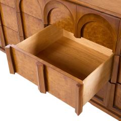  Thomasville Furniture Thomasville Mid Century Sculptural Arched Walnut and Burlwood Lowboy Dresser - 4264723