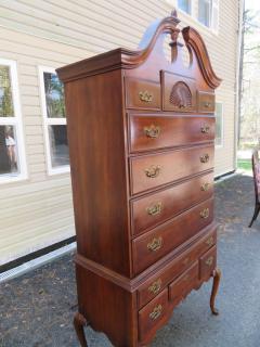  Thomasville Furniture Thomasville Queen Anne Bonnet Top Maple Highboy Tall Chest of Drawers Dresser - 1488440