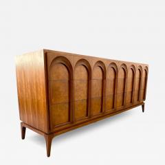  Thomasville Furniture Thomasville Sculptural Arched 9 Drawer Dresser Walnut Olive Burl Mid Century - 3955845