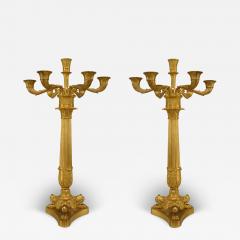  Thomiere Paris Pair of French Louis XVI Bronze Dore Column Candelabras - 4263158