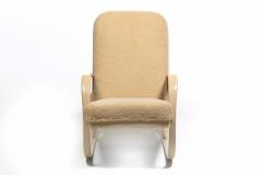  Thonet Art Deco Streamline Rocking Chair in Oatmeal Shearling Bleached Bentwood Arms - 4464796