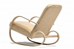 Thonet Art Deco Streamline Rocking Chair in Oatmeal Shearling Bleached Bentwood Arms - 4464799