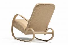  Thonet Art Deco Streamline Rocking Chair in Oatmeal Shearling Bleached Bentwood Arms - 4464800