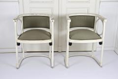  Thonet Art Nouveau Thonet Armchairs by Josef Hoffmann White Lacquered AT ca 1905 - 3404289