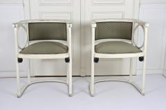  Thonet Art Nouveau Thonet Armchairs by Josef Hoffmann White Lacquered AT ca 1905 - 3404290