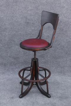  Thonet Bell System Thonet Attr 1900s Counter Drafting Swivel Adjustable Pair Stools - 3594310