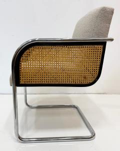  Thonet Chrome Upholstered Cane Cantilever Armchairs Thonet Attributed Pair - 4228272