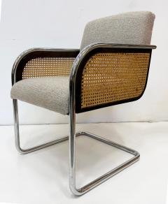  Thonet Chrome Upholstered Cane Cantilever Armchairs Thonet Attributed Pair - 4228278