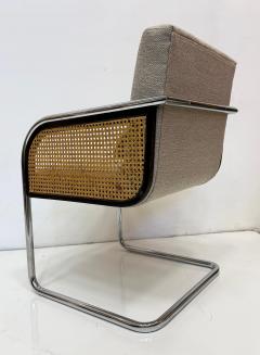  Thonet Chrome Upholstered Cane Cantilever Armchairs Thonet Attributed Pair - 4228281