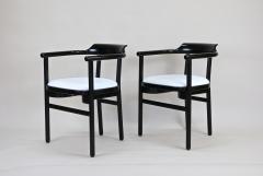  Thonet Pair Of Black Armchairs With White Leather Upholstery by Thonet AT ca 1980 - 3361622